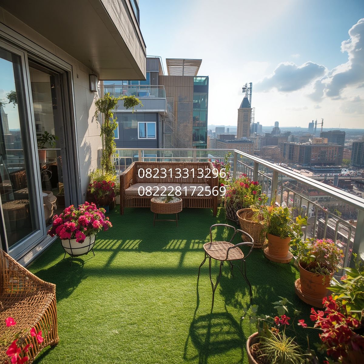 rumput sintetis outdoor balkon