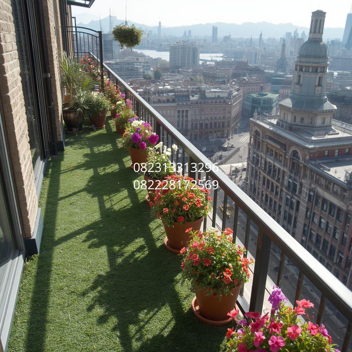 rumput sintetis minimalis balkon