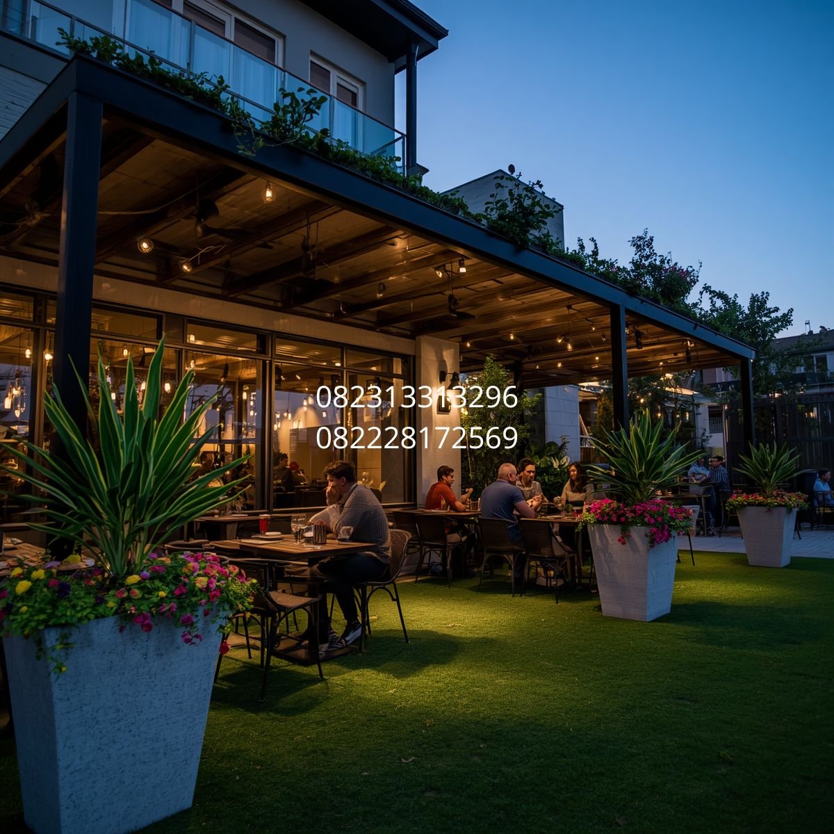 rumput sintetis aesthetic cafe