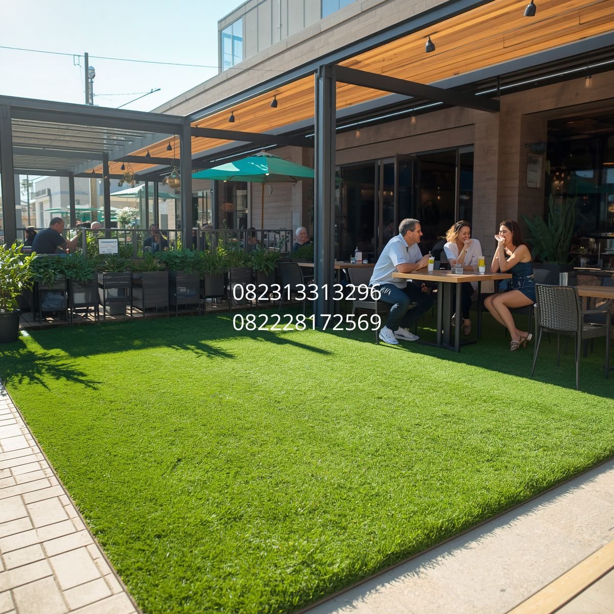 rumput sintetis rooftop cafe