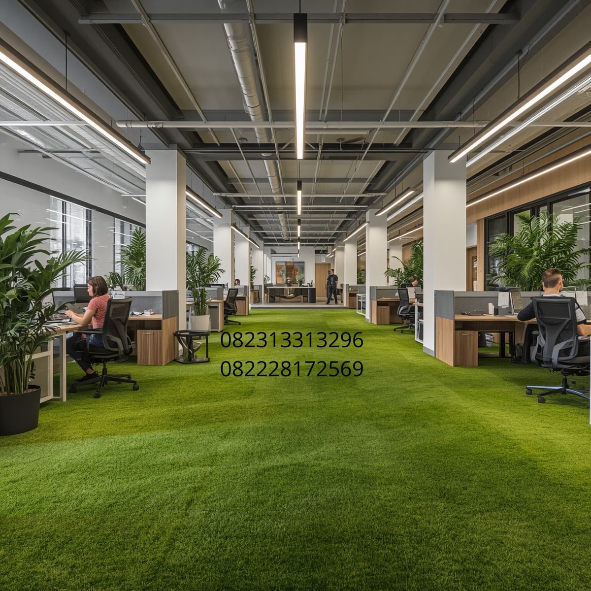 dekorasi rumput sintetis kantor