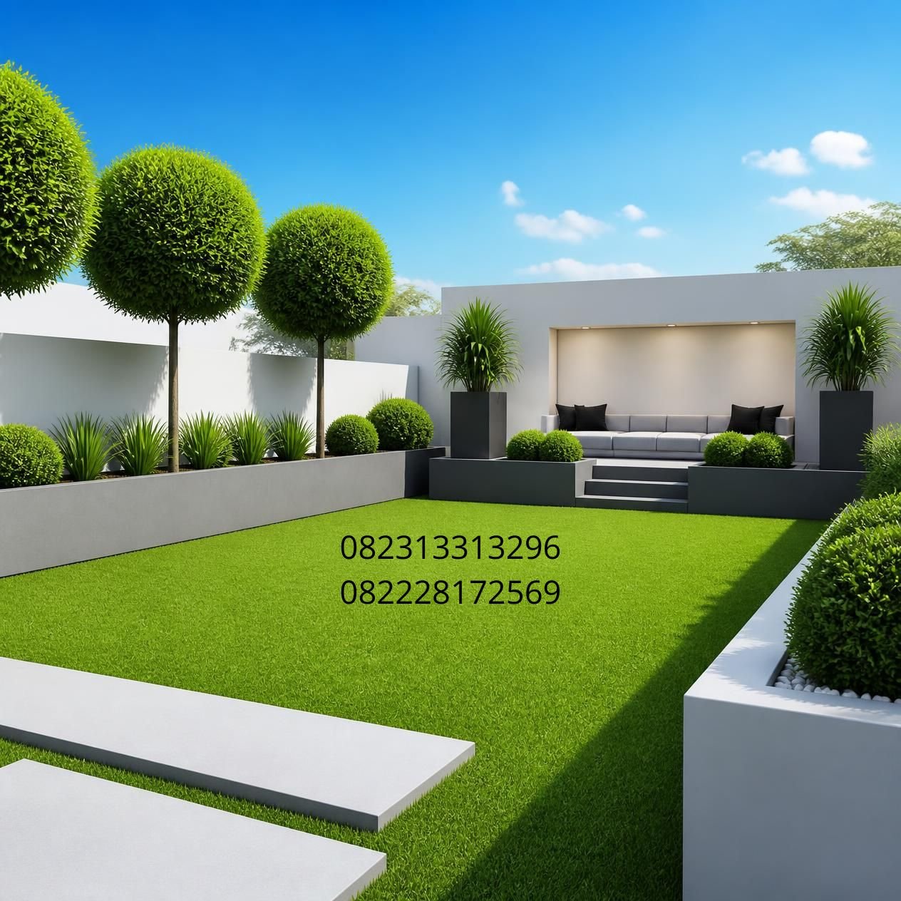 rumput sintetis dekorasi outdoor