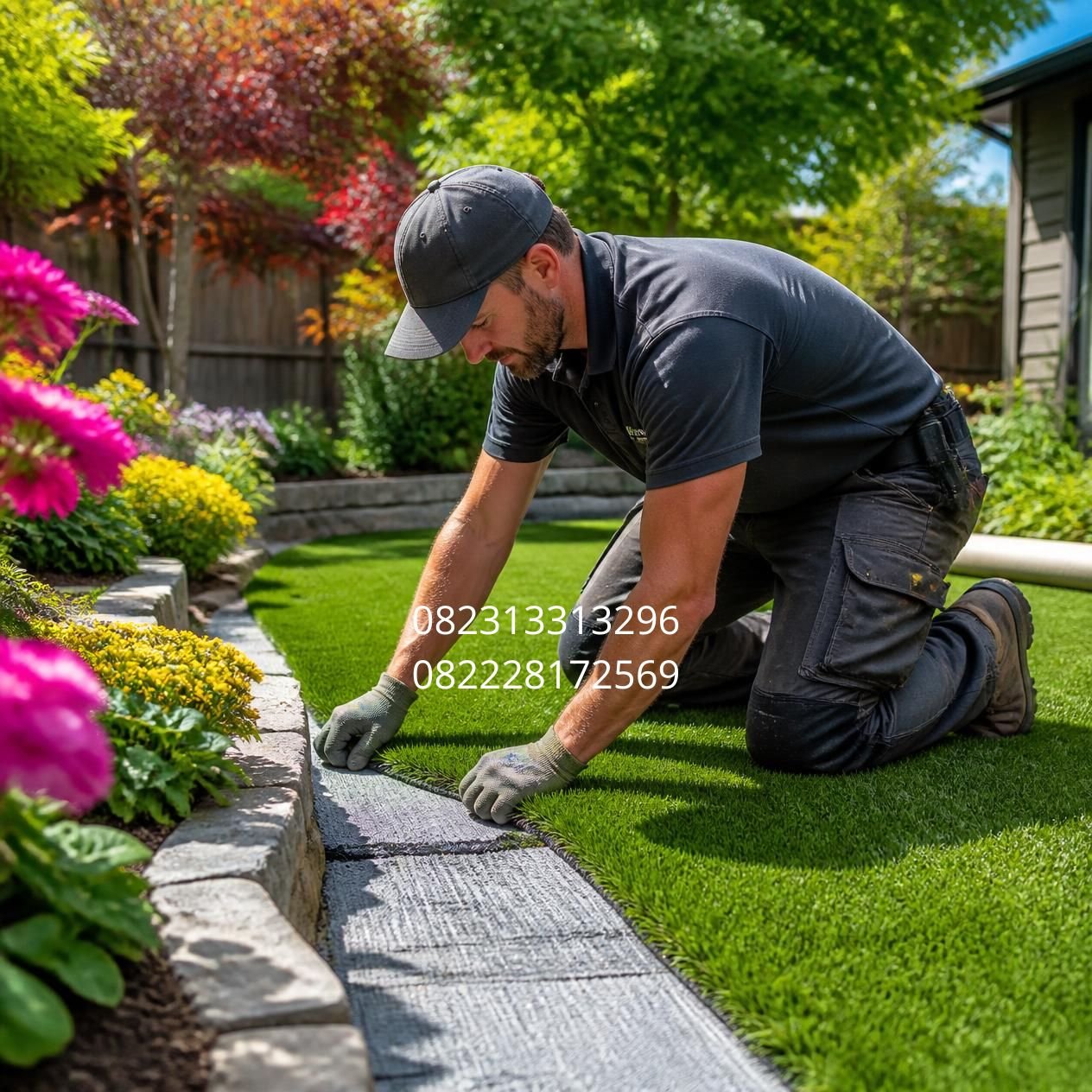 rumput sintetis taman minimalis