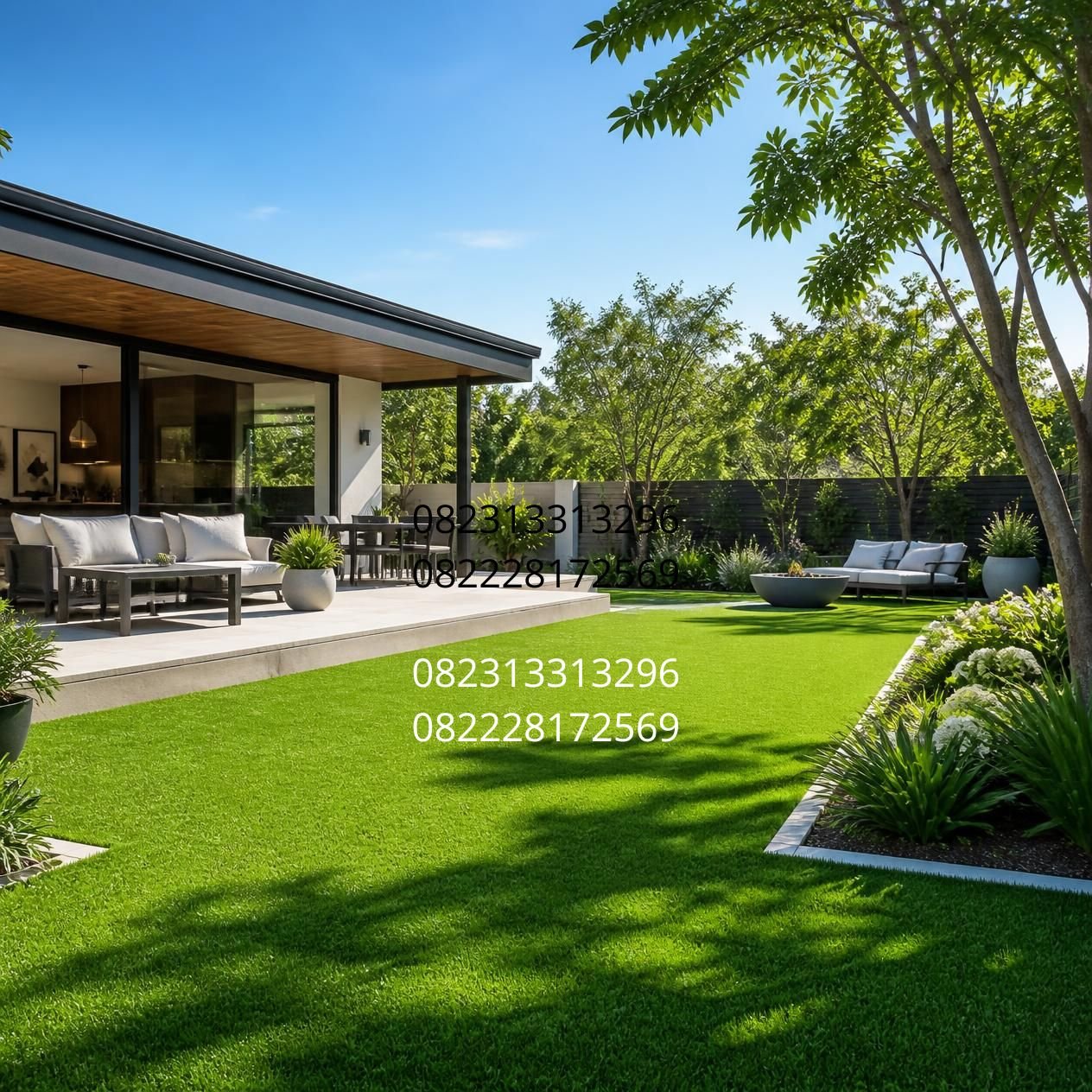 rumput sintetis dekorasi outdoor