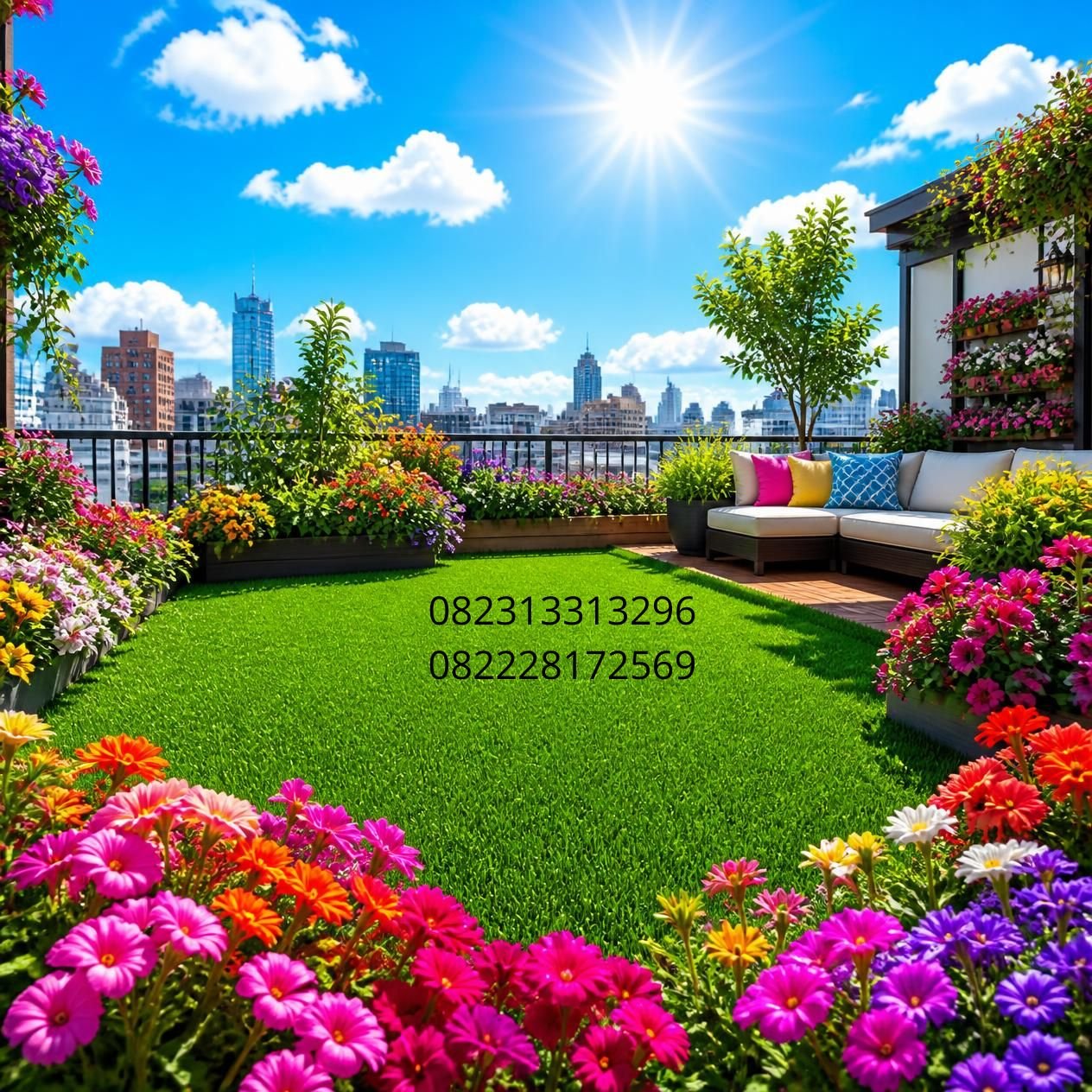 rumput sintetis taman tebal