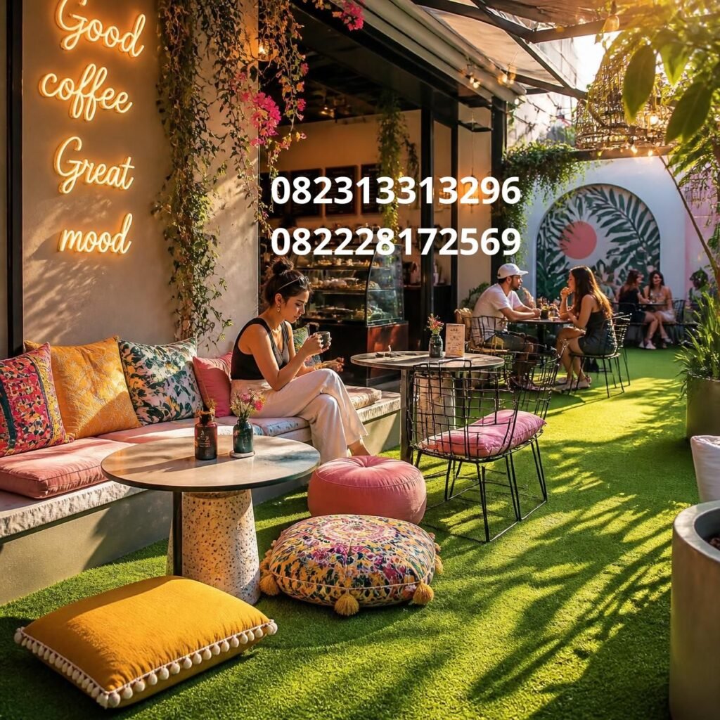 Rumput Sintetis Dekorasi Cafe