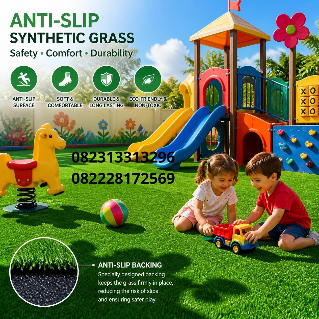 rumput sintetis aman tidak licin