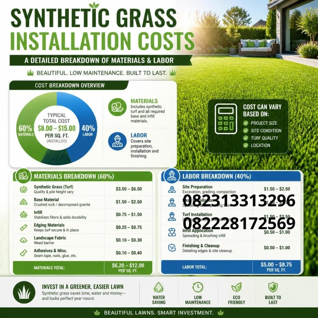 Biaya Pasang Rumput Sintetis Per Meter