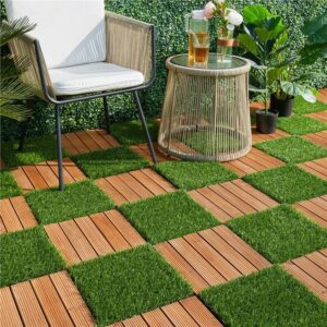 Yaheetech Artificial Grass 27PCS Indoor Outdoor Flooring Decor, Green